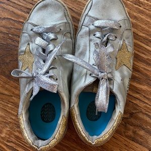 Golden goose all star silver and gold shoes